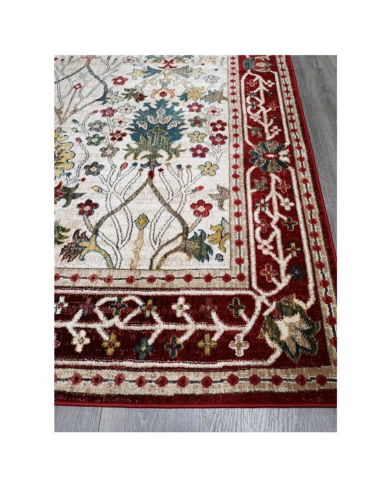 Covor Oriental Rakas Crem-Rosu