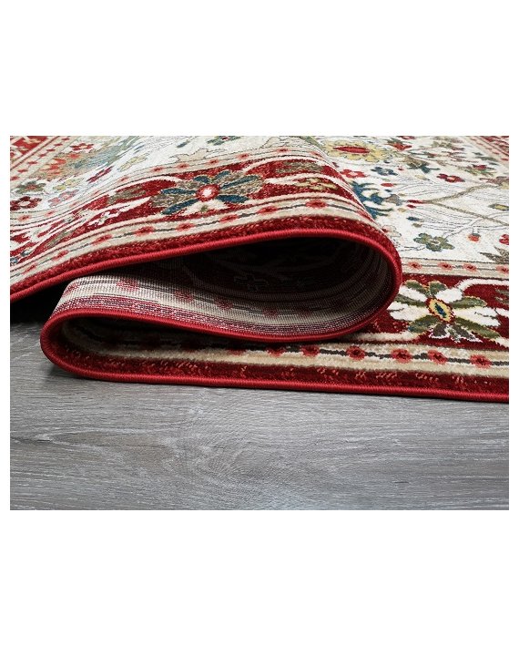 Covor Oriental Rakas Crem-Rosu