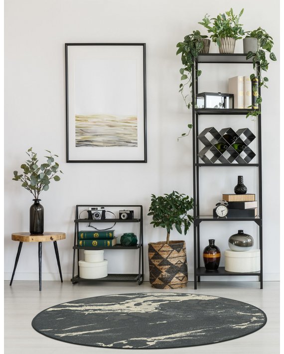 Covor Florence Abstract Dark Grey Rotund